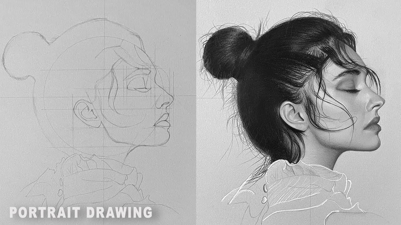 Портрет Drawing Practice: Pencil Drawing side profile of a