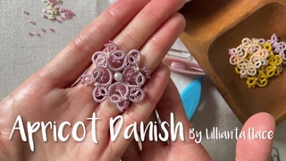 Apricot Danish tatting motif tutorial by Lilliantatlace (frivolite) Tatting with beads