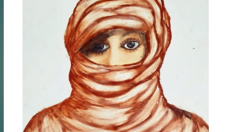 How to draw a girl with hijab easy step by step with oil pastel colour II Easy tips to draw a