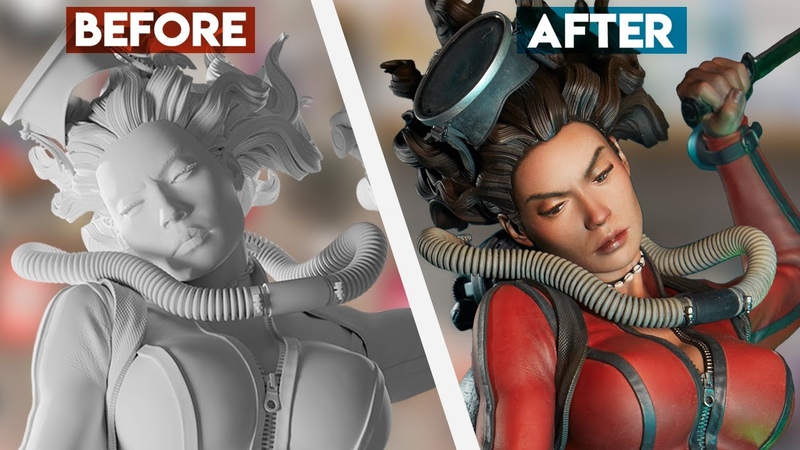 Painting a HUGE 600 Pulp Vixens Sideshow