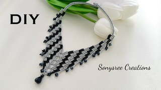 V shaped Herringbone necklace || How to make beaded necklace