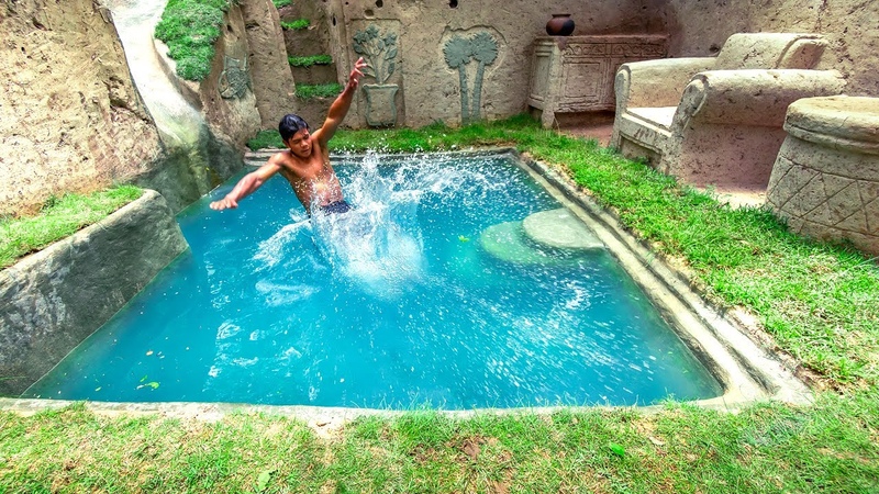 15 Days Building Water Slide Into Underground Swimming Pools And 100 Dollars Private