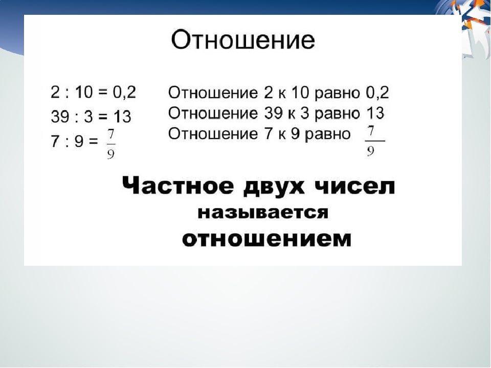 Урок математики отношение