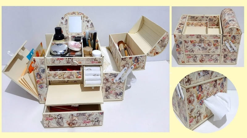 The Best DIY 2 in 1 Jewelry Box and Makeup Organizer From