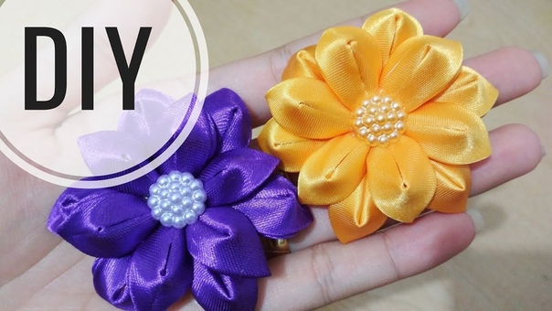 DIY, , Cara Membuat Bros Bunga, , Kanzashi Flower Tutorial