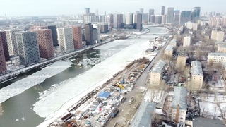 Строительство дублера Кутузовского шоссе, котлован ЖК River Park Towers
